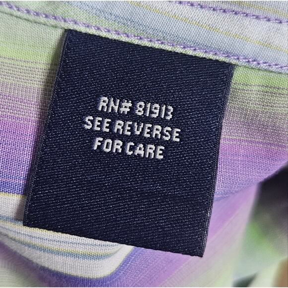 Robert Graham Purple & Green Button Down Shirt with Paisley Flip Cuffs, size 4 - Picture 7 of 8